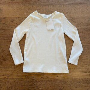 H&M White Size 5T Girl's Long Sleeve  Ribbed Stretch Tee  NWT